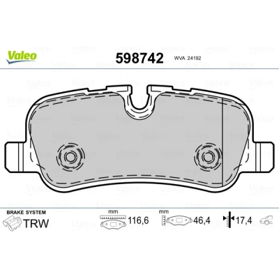 Bilde av VALEO 598742 Bremseklosser bakaksel ekskl. slitasjevarselkontakt med antihyle blikk LAND ROVER: Discovery 4, 3, Range Rover Sport