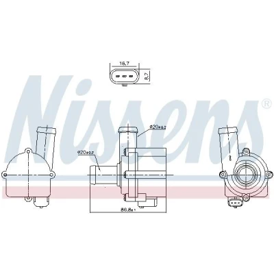 Bilde av NISSENS 832121 Vannpumpe plast elektrisk VOLKSWAGEN: Scirocco III, Beetle Hatchback, Jetta 4, AUDI: A4 B8 Sedan, Q7, Avant