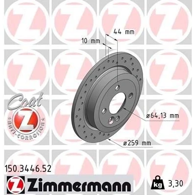 Bilde av ZIMMERMANN SPORT COAT Z 150.3446.52 Bremseskiver 259 10 5/4 4 100 fullt ut, hullet belagt høy karbon MINI: Hatchback, Clubman, Cabrio
