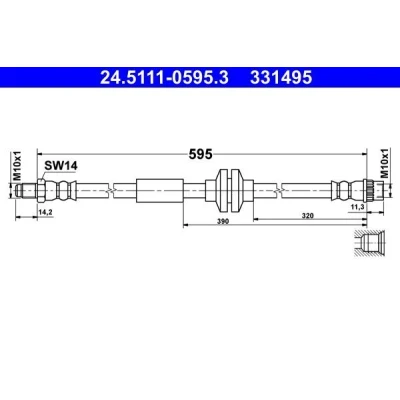 Bilde av ATE 24.5111 0595.3 Bremseslange 595 M10x1 RENAULT: MASTER 3, OPEL: Movano B Van