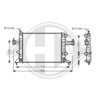Bilde av DIEDERICHS DCM2640 Radiator 540 375 26 Climate OPEL: Corsa C Hatchback