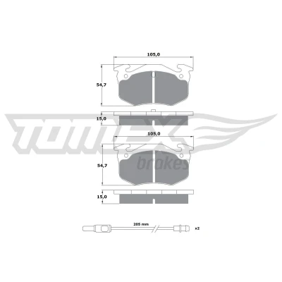 Bilde av TOMEX brakes TX 10 512 Bremseklosser framaksel inkl. slitasjevarselkontakt med tilbehør RENAULT: Super 5 Hatchback