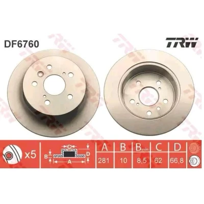 Bilde av TRW DF6760 Bremseskiver 281 10 5 114,3 fullt ut spraylakkert