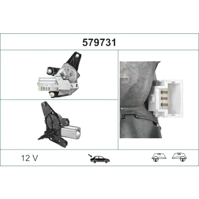 Bilde av VALEO ORIGINAL PART 579731 Vindusviskermotor 12 bak for høyre/venstre ratt OPEL: Vivaro A Combi, Van, RENAULT: TRAFIC 2 Bus