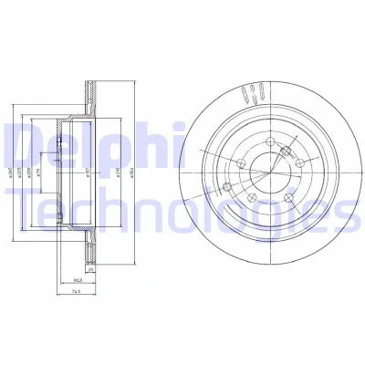 Bilde av DELPHI BG4021C Bremseskiver 354 20 5 ventilert belagt ubehandlet uten hjullager, ABS sensorring LAND ROVER: Range Rover 3, Sport