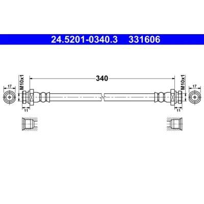 Bilde av ATE 24.5201 0340.3 Bremseslange 340 MITSUBISHI: L200 / Triton IV Pick up
