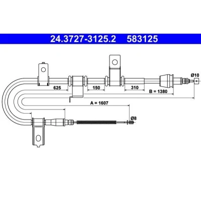 Bilde av ATE 24.3727 3125.2 Bremsekabel 1607