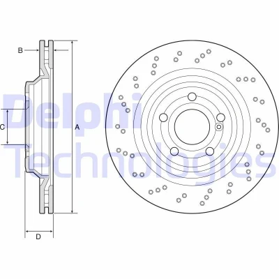 Bilde av DELPHI BG4920C Bremseskiver 320 24 5 ventilert, hullet belagt høy karbon uten hjullager, ABS sensorring MERCEDES BENZ: SL Cabrio
