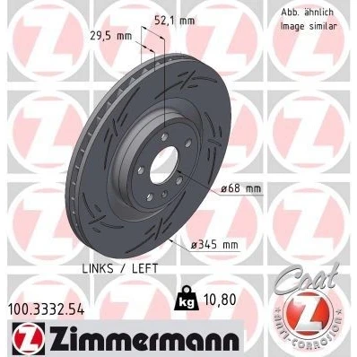 Bilde av ZIMMERMANN BLACK Z 100.3332.54 Bremseskiver 345 30 6/5 5 112 innvendig ventilert, med sliss belagt høy karbon AUDI: A4 B8 Avant, Q5, A5 Coupé