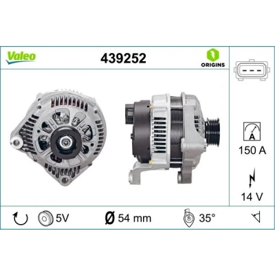 Bilde av VALEO 439252 Dynamo 14V 150A BMW: 5 Sedan, 3 Touring, 7, LAND ROVER: Range Rover 3, OPEL: Omega B Caravan