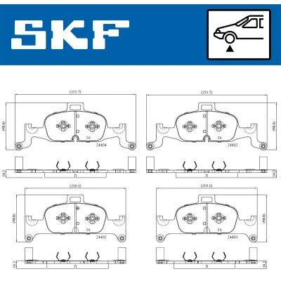 Bilde av SKF VKBP 80277 Bremseklosser klargjort for slitasjeindikator AUDI: A4 B9 Avant, A5 Sportback, Q5