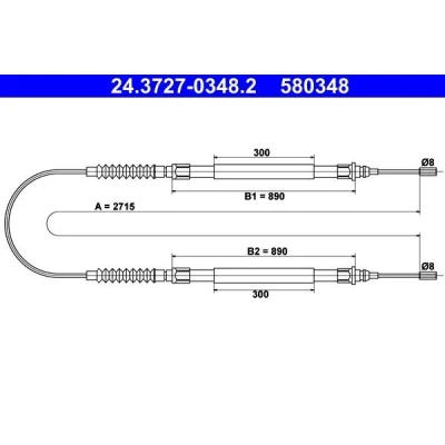 Bilde av ATE 24.3727 0348.2 Bremsekabel 2715 PEUGEOT: Boxer Van, CITROËN: Jumper I Flatvogn lastebil/Chassis