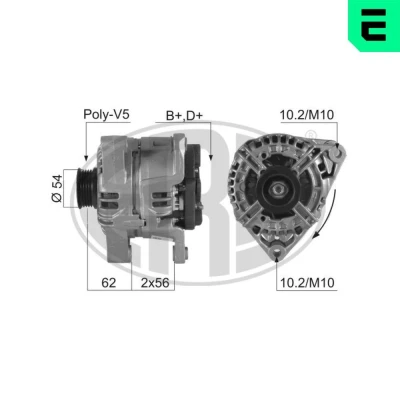 Bilde av ERA 210356A Dynamo 14V 120A OPEL: Astra H Caravan, Combo C Varebil / Stasjonsvogn, Meriva A
