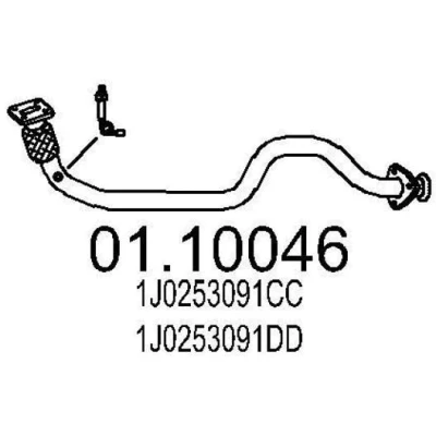 Bilde av MTS 01.10046 Eksosrør 890 foran for midtre eksospotte VOLKSWAGEN: Golf 4, 4 Variant