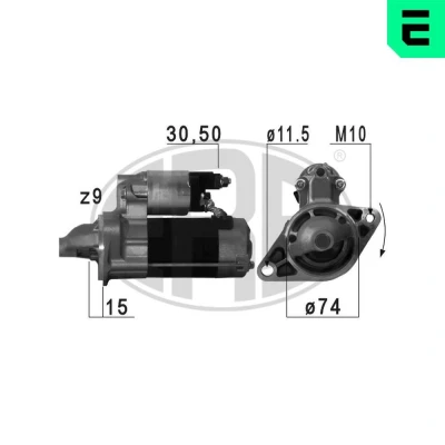 Bilde av ERA 220708A Starter 12 1 9 TOYOTA: Yaris II Hatchback, RAV4 III SUV, Auris Hatchback