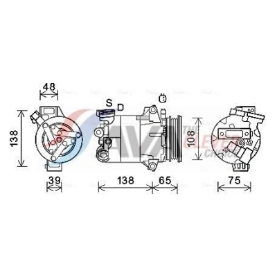 Bilde av Kompressor, klimaanlegg 12V ford focus iii, turnier kuga ii OE 1779458, 1840806, 1854962