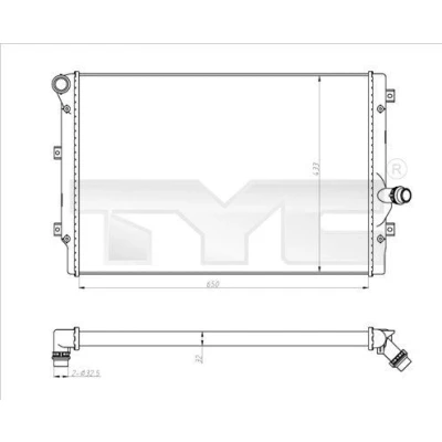 Bilde av TYC 702 0024 R Radiator 650 433 32 Kjøleribber satt sammen mekanisk VOLKSWAGEN: Touran I, Passat B6 Variant, Caddy 3, SKODA: Octavia 2 Combi
