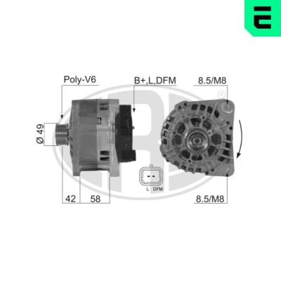 Bilde av ERA 210390A Dynamo 14V 125A OPEL: Vivaro A Combi, Van, Flatvogn lastebil / Chassis, NISSAN: Primastar Minibuss, Van