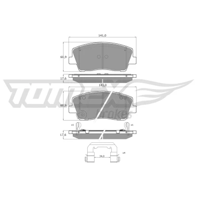Bilde av Bremseklosser sett TOMEX Brakes TX 15 421