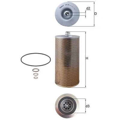 Bilde av MAHLE ORIGINAL OX 69D Oljefilter Filterinnsats MAN: TGL, L 2000, MERCEDES BENZ: ACTROS, ATEGO, NG, SCANIA: P,G,R,T series, 2 4 series