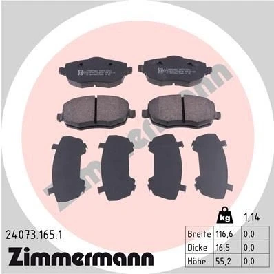 Bilde av ZIMMERMANN 24073.165.1 Bremseklosser Bildet viser leveranseinnholdet