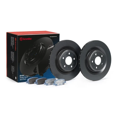 Bilde av BREMBO KT 08 004 bremsesett, skivebremse innvendig ventilert uten tilbehør med antihyle blikk akustisk slitasjevarsel TESLA: Model 3