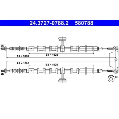 Bilde av ATE 24.3727 0788.2 Bremsekabel 1800, 1800mm OPEL: Vectra C Caravan, Signum CC