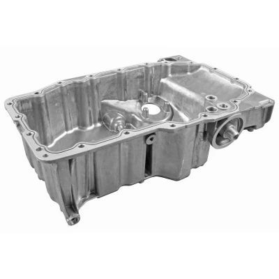 Bilde av VAICO V10 5373 Bunnpanne med oljeplugg adapter, hull for oljenivåmåler, uten oljekartetning, tetningsring Aluminium VOLKSWAGEN: Golf 7