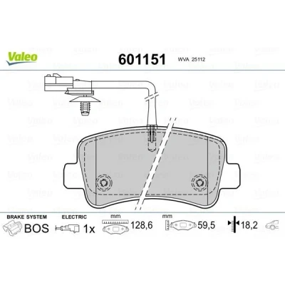 Bilde av VALEO 601151 Bremseklosser bakaksel inkl. slitasjevarselkontakt med antihyle blikk RENAULT: MASTER 3 Kasten, 3, Bus