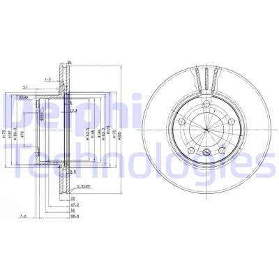 Bilde av DELPHI BG3043 Bremseskiver 296 22 5 ventilert oljet ubehandlet uten hjullager, ABS sensorring BMW: Touring, Sedan