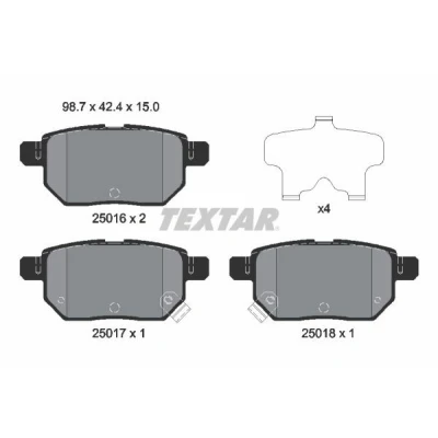 Bilde av TEXTAR 2501601 Bremseklosser med akustisk slitasjevarsel tilbehør TOYOTA: Auris Hatchback, Urban Cruiser, Yaris II LEXUS: CT