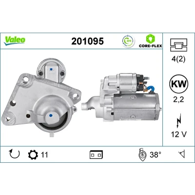 Bilde av VALEO 201095 Starter 12 2,2 11 PEUGEOT: Partner I Van, II Tepee, Expert CITROËN: C4 Picasso 2, C3 Hatchback, Berlingo Van