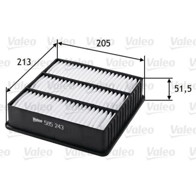 Bilde av VALEO 585243 Luftfilter 52 214 205 Filterinnsats MITSUBISHI: Outlander I SUV, Lancer 7, 7 Limousine