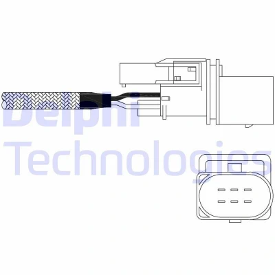 Bilde av DELPHI ES11015 12B1 Lambdasonde Lambdasonde, oppvarmet VOLKSWAGEN: Golf 4, 5, Caddy 3, SKODA: Octavia II Hatchback, 2 Combi