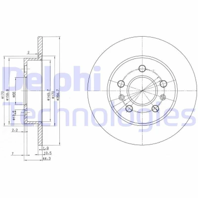 Bilde av DELPHI BG2696 Bremseskiver 265 10 5 fullt ut oljet ubehandlet uten hjullager, ABS sensorring