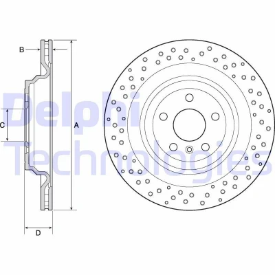 Bilde av DELPHI BG4699C Bremseskiver 345 22 5 ventilert belagt høy karbon uten hjullager, ABS sensorring MERCEDES BENZ: GL, ML Klasse, GLE SUV