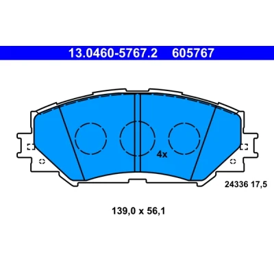 Bilde av ATE 13.0460 5767.2 Bremseklosser ikke klargjort for slitasjeindikator, ekskl. slitasjevarselkontakt TOYOTA: Auris Hatchback, RAV4 IV SUV, III SUV