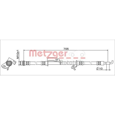 Bilde av METZGER 4111519 Bremseslange framaksel venstre 705