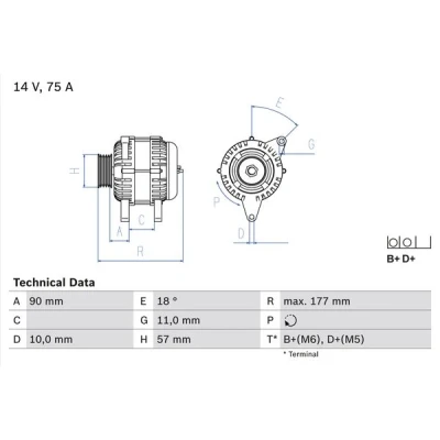 Bilde av BOSCH 0 986 049 131 Dynamo 14V 75A SMART: City Coupe