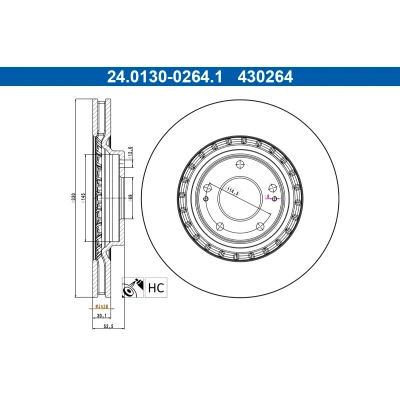 Bilde av ATE Bremseskive HYUNDAI: i30 III Hatchback 330,0mm 30,1mm 5 114,3mm ventilert belagt høy karbon 24.0130 0264.1 51712S0000 Bremseskiver, Skivebremser