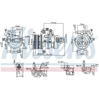 Bilde av NISSENS 890787 Kompressor 10SRE13C 12 PAG 46 YF R 134a, 1234yf