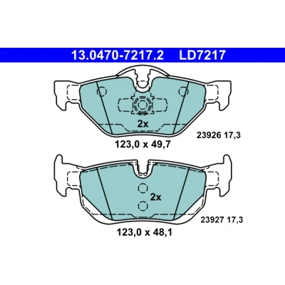 Bilde av ATE Ceramic 13.0470 7217.2 Bremseklosser klargjort for slitasjeindikator, ekskl. slitasjevarselkontakt BMW: 3 Touring, X1, Sedan