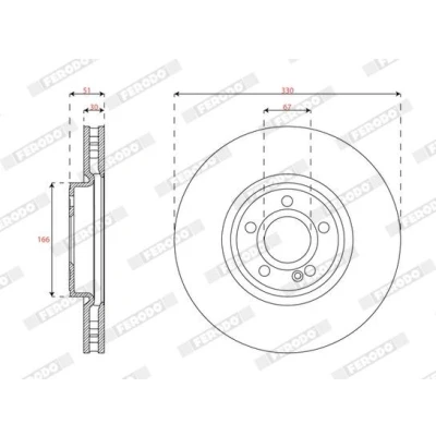 Bilde av FERODO DDF3109C 1 Bremseskiver 330 30 5 15.3 ventilert belagt uten skruer MERCEDES BENZ: CLA Coupé, A Klasse