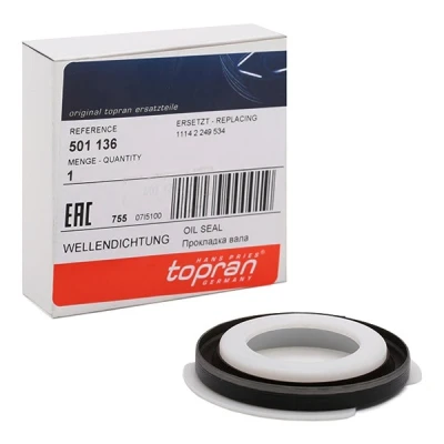 Bilde av TOPRAN 501 136 Veivaksel Tetningsring framside PTFE (rolytetrafluorethylen) BMW: 5 Sedan, Touring, 3 Touring