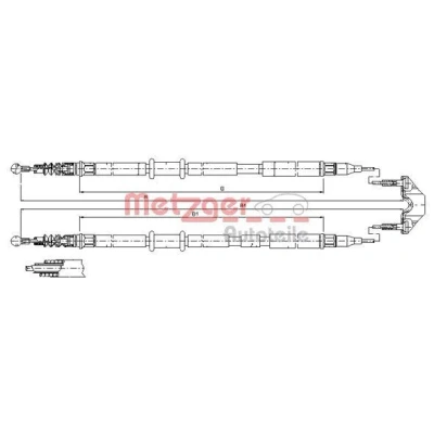 Bilde av METZGER 11.5953 Bremsekabel bak 1735/1550+1760/1580 Skivebrems COFLE OPEL: Astra H Caravan