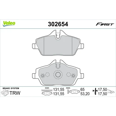 Bilde av VALEO 302654 Bremseklosser framaksel ekskl. slitasjevarselkontakt med antihyle blikk MINI: Hatchback, Clubman, Countryman, BMW: 2 Active Tourer