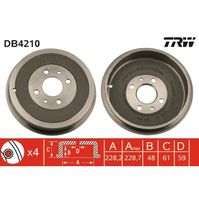 Bilde av TRW DB4210 Bremsetrommel FIAT: Doblo I Cargo