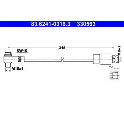 Bilde av ATE 83.6241 0316.3 Bremseslange 315 M10x1