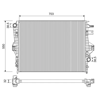 Bilde av VALEO 701225 Radiator Aluminium 703 550 32 Kjøleribber loddet