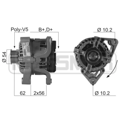Bilde av ERA 210162A Dynamo 14V 70A OPEL: Astra H Caravan, Combo C Varebil / Stasjonsvogn, Meriva A